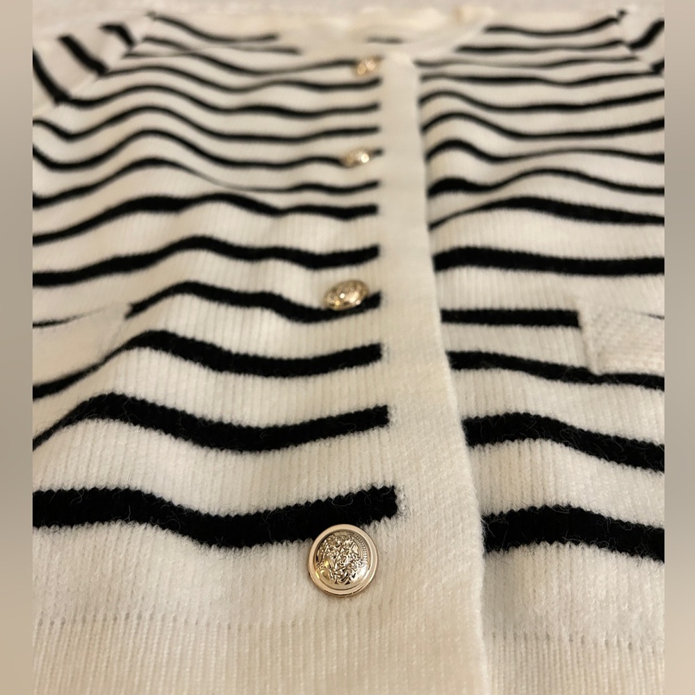 Striped Button Front Cardigan - Picture 2 of 12